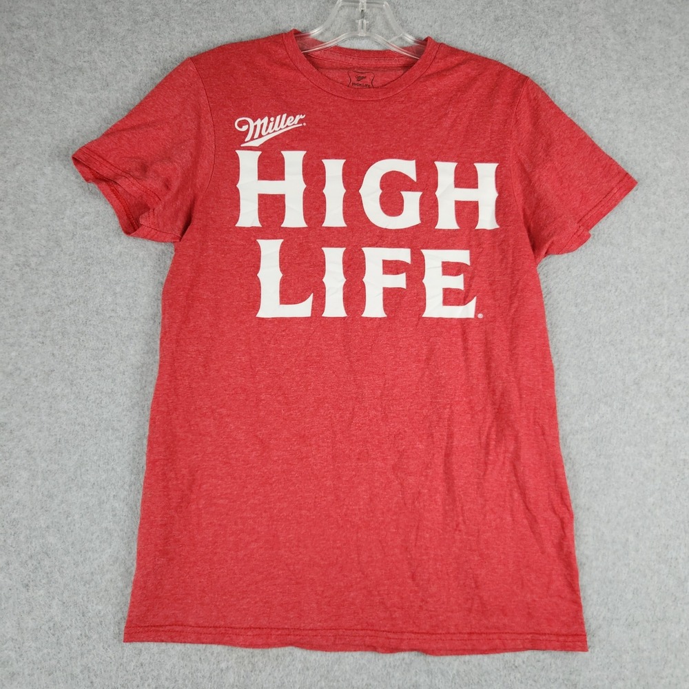 Miller High Life T-Shirt Womens S Red Cotton Short‎ Sleeve Comfortable Crewneck